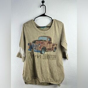 Southern Grace Beige “Always Country” Shirt Size XL